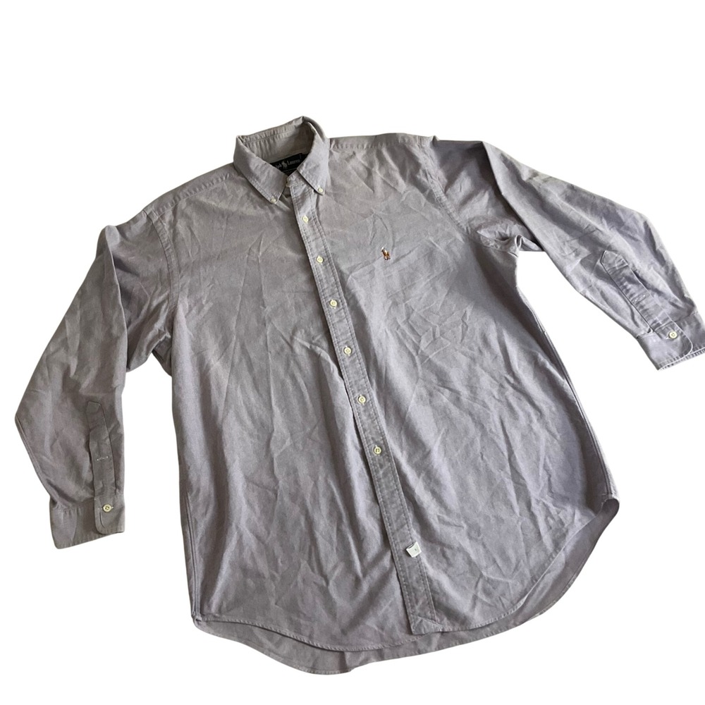 Ralph Lauren Button Down Shirt Mens 16.5 33 Purple Yarmouth Oxford‎ Cotton Pony